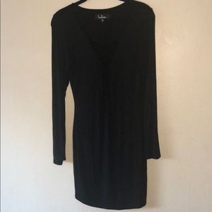 Lulu’s LBD Black Dress Long Sleeves Medium